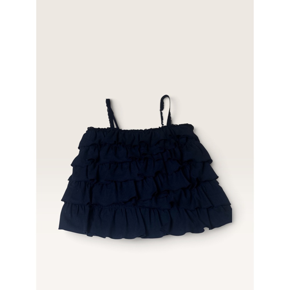 Hollister Womens Large Navy Blue Tiered Ruffle Cami Tank Top Y2K Aesthetic
